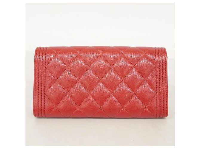 Chanel Boy Long Wallet in Red Caviar Leather - view 8