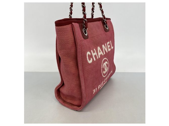 Chanel Deauville Canvas Chain Tote Bag Rot - Ansicht 2
