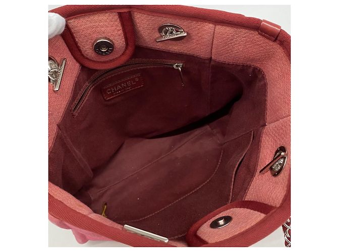 Chanel Deauville Canvas Chain Tote Bag Rot - Ansicht 4