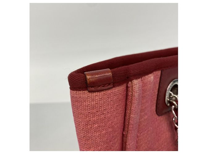 Chanel Deauville Canvas Chain Tote Bag Rot - Ansicht 7