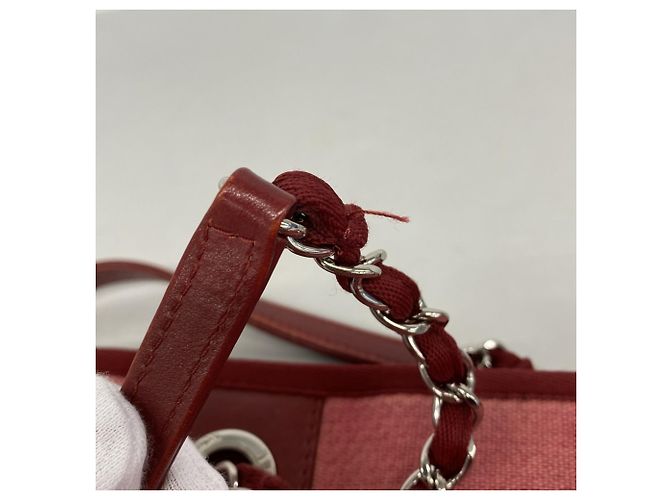 Chanel Deauville Canvas Chain Tote Bag Rot - Ansicht 8