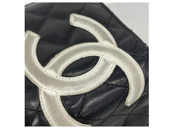 Cartera larga de cordero Cambon Chanel Negro Blanco - vista 8