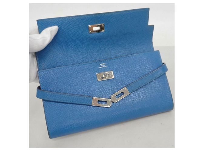Hermès Kelly Long Wallet aus blauem Epsom-Leder - Ansicht 12