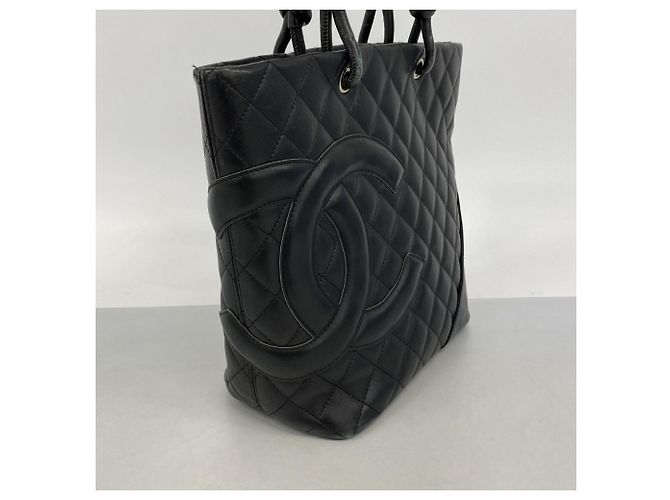 Chanel Cambon Tote Bag aus schwarzem Lammleder - Ansicht 2