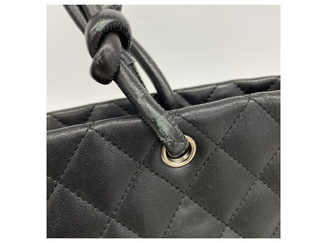 Chanel Cambon Tote Bag aus schwarzem Lammleder - Ansicht 9