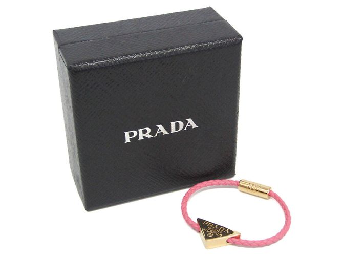 Pulseira Prada em couro nappa com placa de triângulo Rosa - vista 2