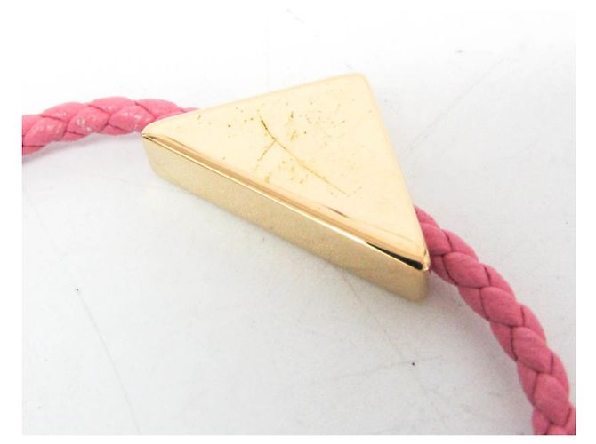 Pulseira Prada em couro nappa com placa de triângulo Rosa - vista 5