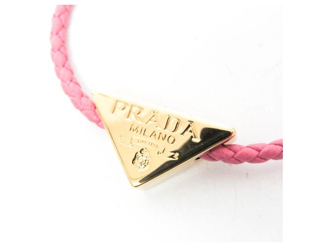 Pulseira Prada em couro nappa com placa de triângulo Rosa - vista 8