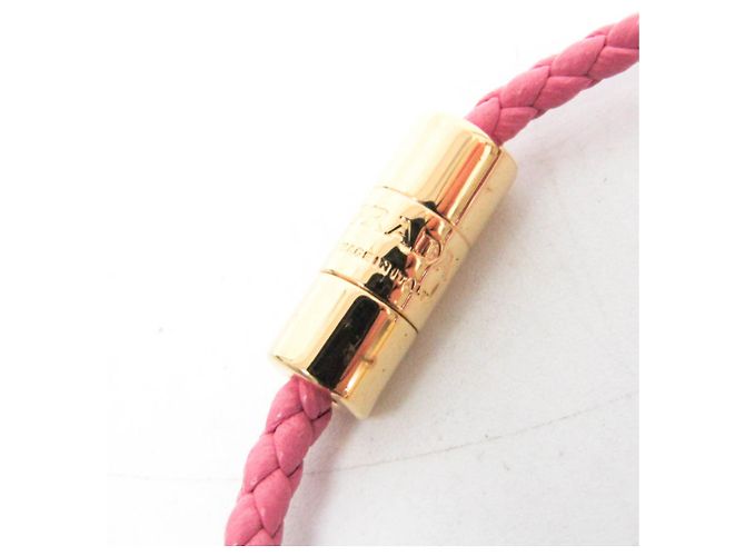 Pulseira Prada em couro nappa com placa de triângulo Rosa - vista 9