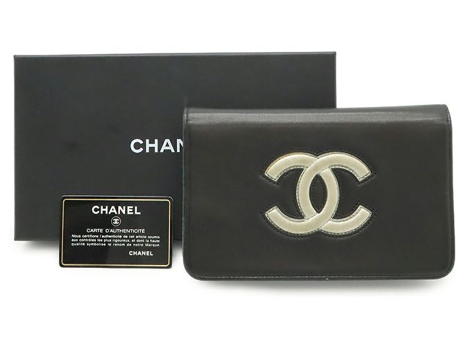 Borsa a tracolla con catena portafoglio Chanel Coco Mark Nero Argento - vista 10