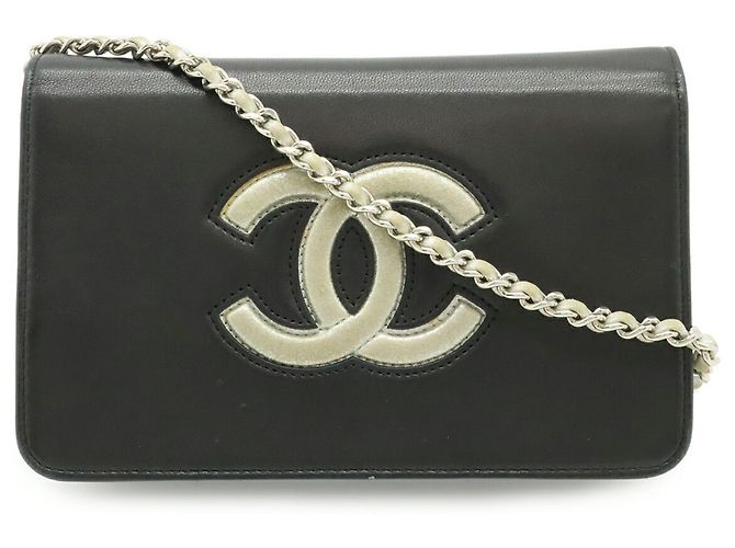 Borsa a tracolla con catena portafoglio Chanel Coco Mark Nero Argento - vista 2