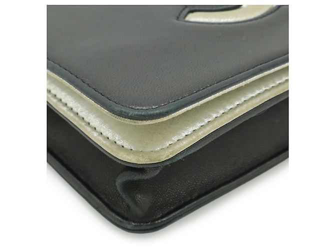 Borsa a tracolla con catena portafoglio Chanel Coco Mark Nero Argento - vista 4