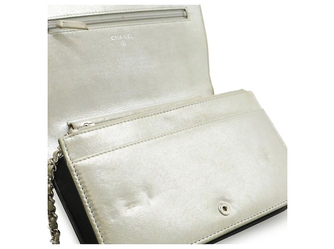 Borsa a tracolla con catena portafoglio Chanel Coco Mark Nero Argento - vista 6