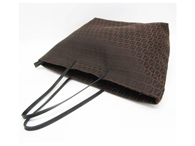 Fendi Zucchino Canvas und Leder Tote Bag Braun - Ansicht 10