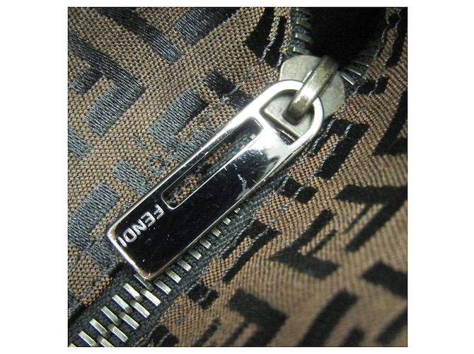 Fendi Zucchino Canvas und Leder Tote Bag Braun - Ansicht 13