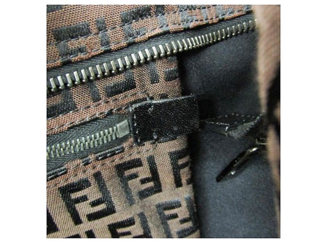 Fendi Zucchino Canvas und Leder Tote Bag Braun - Ansicht 15