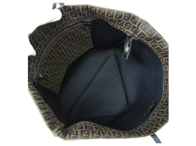Fendi Zucchino Canvas und Leder Tote Bag Braun - Ansicht 3