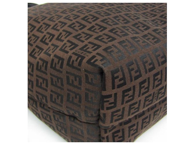 Fendi Zucchino Canvas und Leder Tote Bag Braun - Ansicht 4