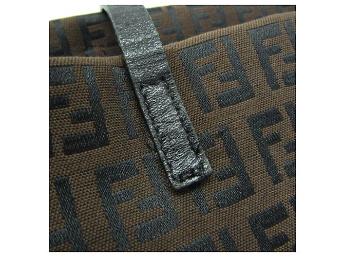 Fendi Zucchino Canvas und Leder Tote Bag Braun - Ansicht 8