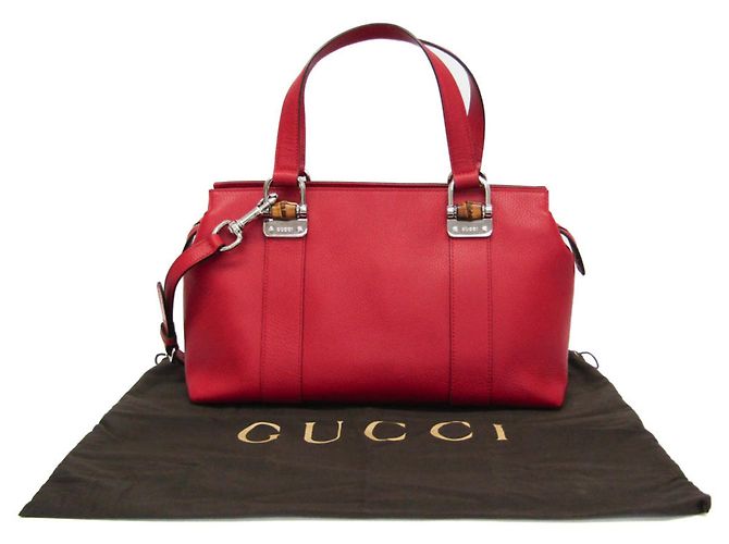 Borsa da donna in pelle Gucci Bamboo 355772 Rosso - vista 2