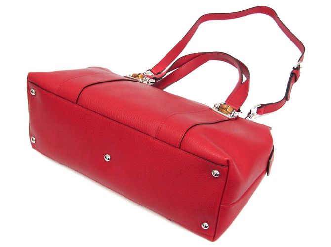 Borsa da donna in pelle Gucci Bamboo 355772 Rosso - vista 3