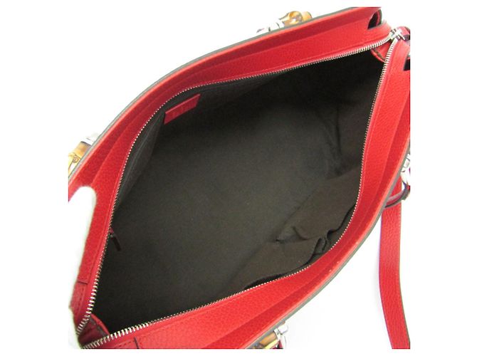 Borsa da donna in pelle Gucci Bamboo 355772 Rosso - vista 4