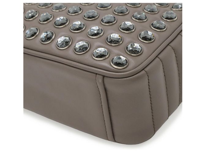 Borsa a tracolla Prada Vitelio Phenix Rhinestone Grigio - vista 4