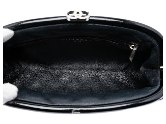 Chanel Black Quilted Patent Timeless Kiss Lock Clutch - view 4