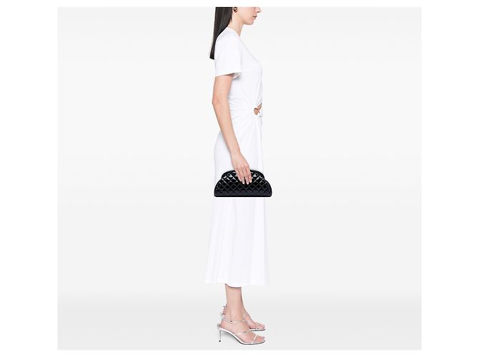 Chanel Black Quilted Patent Timeless Kiss Lock Clutch - view 6