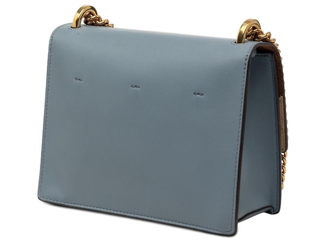 Borsa a tracolla con catena Kan U in pelle piccola blu Fendi Blu chiaro - vista 2
