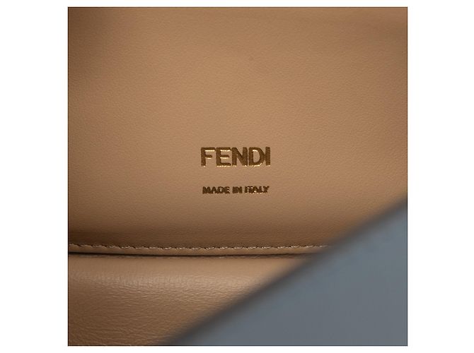 Borsa a tracolla con catena Kan U in pelle piccola blu Fendi Blu chiaro - vista 5