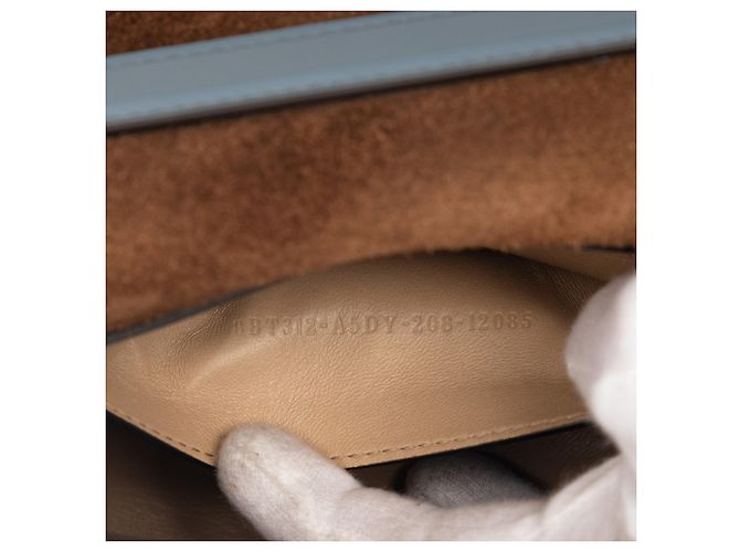 Borsa a tracolla con catena Kan U in pelle piccola blu Fendi Blu chiaro - vista 6