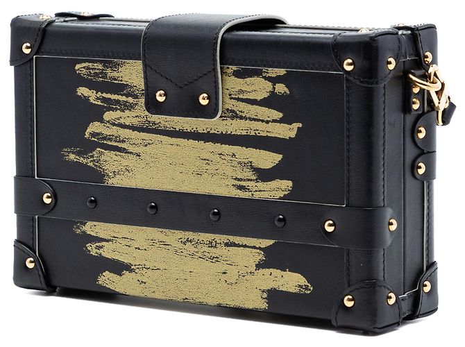 Petite Malle in pelle nera con luce dorata Louis Vuitton Nero - vista 2