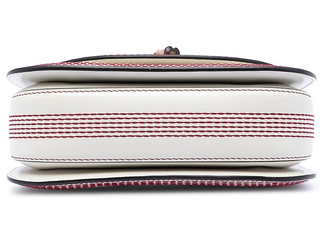 Borsa a manico Gucci White Small Calfskin Stitched Bamboo 1947 Bianco - vista 3