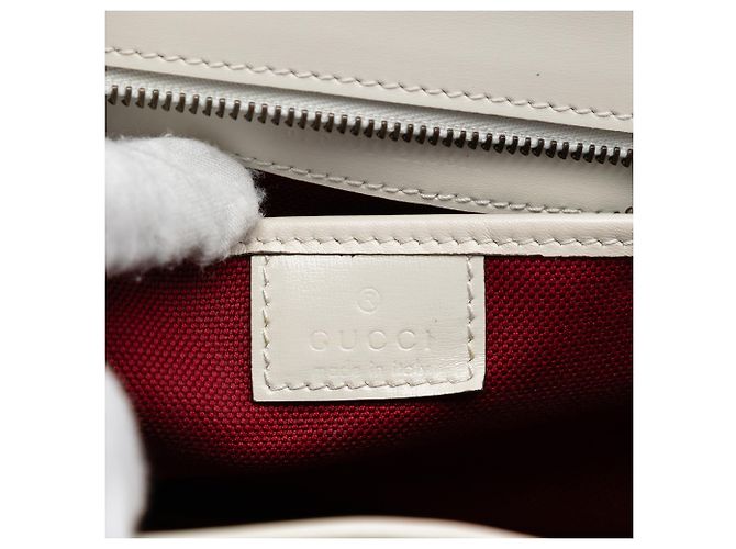 Borsa a manico Gucci White Small Calfskin Stitched Bamboo 1947 Bianco - vista 5