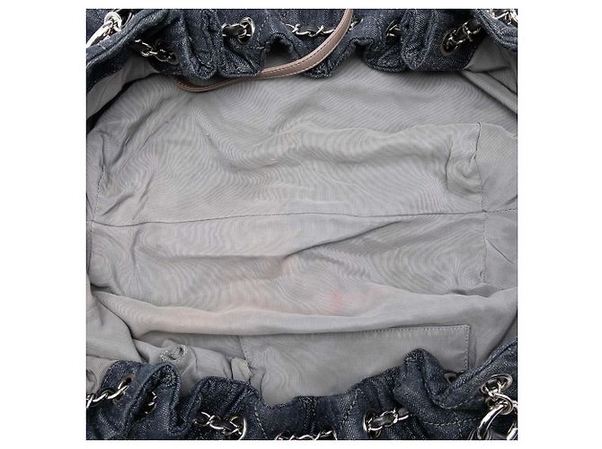Borsa Tote Chanel Blue Quilted Denim Stretch Spirit Blu navy - vista 4