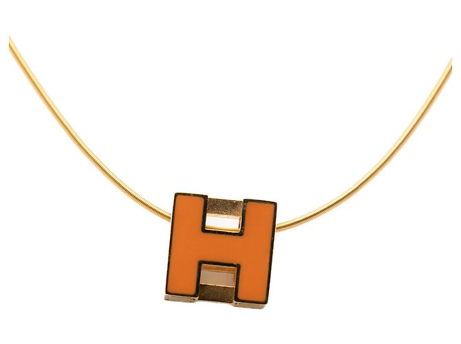 Collana con pendente a gabbia d'oro laccata placcata oro Hermès Pesca - vista 2