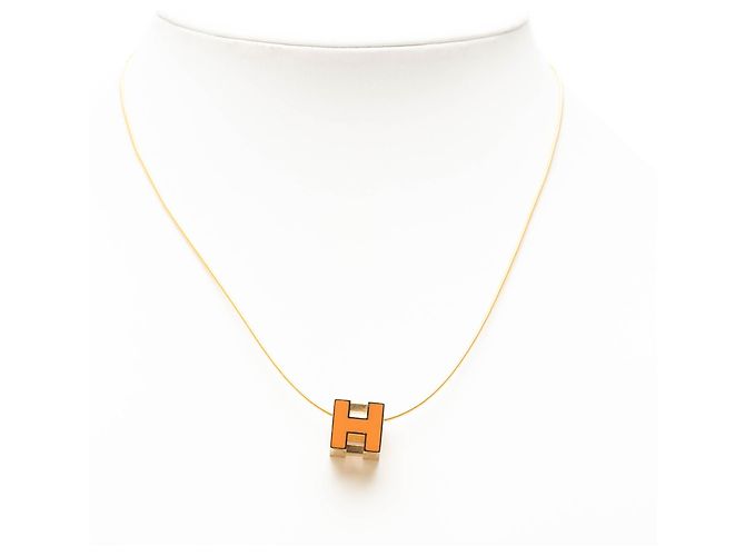Collana con pendente a gabbia d'oro laccata placcata oro Hermès Pesca - vista 6