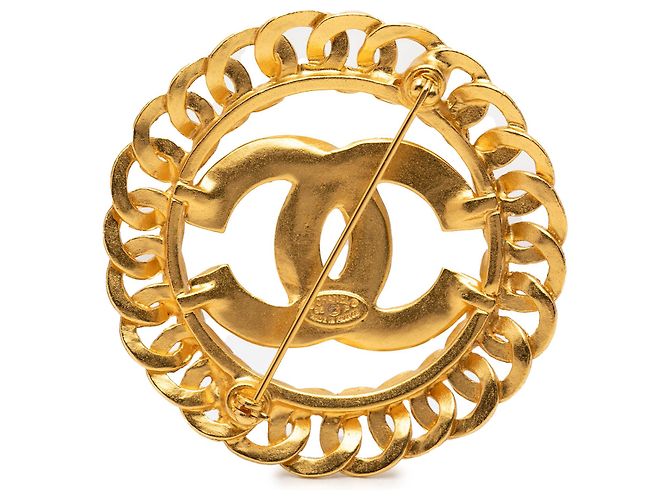 Spilla a maglie a catena Chanel Gold CC placcata oro D'oro - vista 2