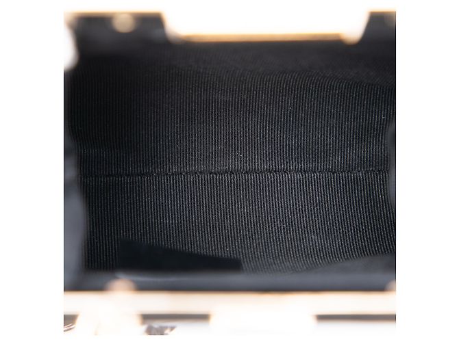 Clutch Kiss Lock in agnello invecchiato trapuntato nero Chanel con catena - vista 4