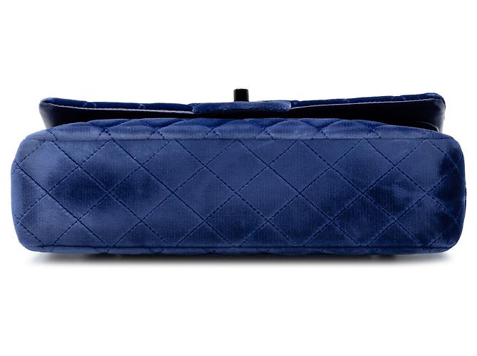Chanel Blue Medium Classic Velvet Double Flap - vista 3
