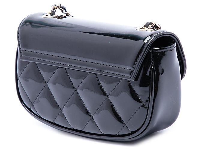 Chanel Black Mini CC Quilted Patent Single Flap Nero - vista 2