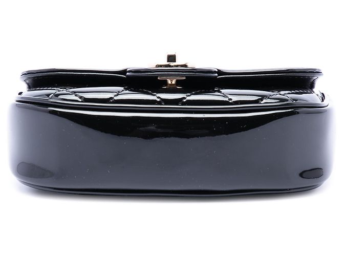 Chanel Black Mini CC Quilted Patent Single Flap Nero - vista 3