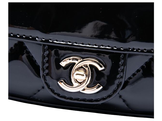 Chanel Black Mini CC Quilted Patent Single Flap Nero - vista 5