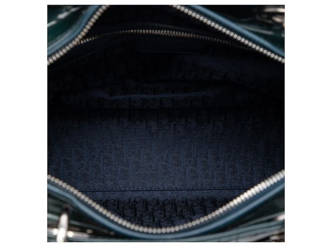 Lady Dior in vernice blu grande cannage Blu navy - vista 4