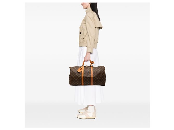 Louis Vuitton Marrone Monogram Keepall 50 - vista 10