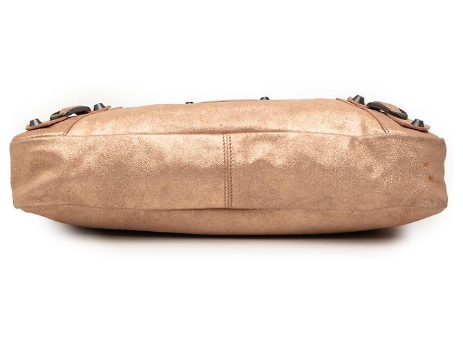 Borsa Balenciaga Pink Metallic Craquele Suede Motocross Classic First Satchel Rosa D'oro - vista 3