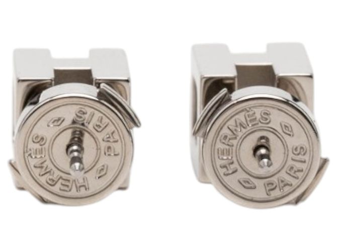 Orecchini Cage dH Cube Push Back in argento placcato palladio Hermès - vista 2