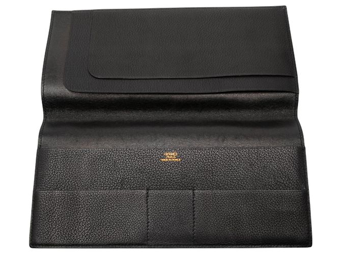 Portapassaporto bifold in pelle nera Hermès Nero - vista 4