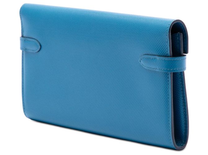 Portafoglio lungo Kelly in pelle Blue Grain d H Hermès - vista 2